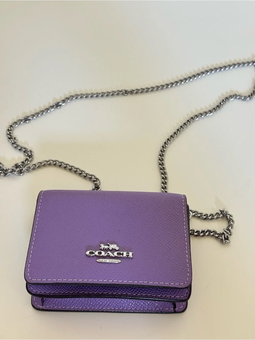 Purple Coach Cardholder with Chain